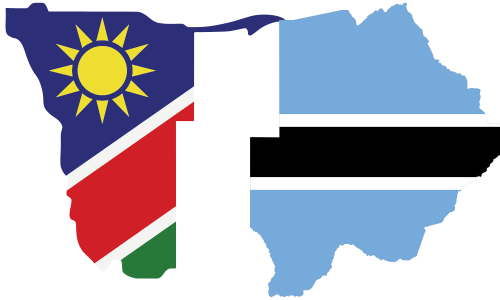 Map of Botswana and Namibia